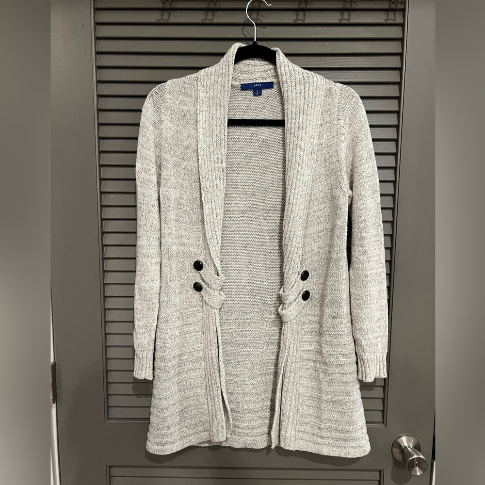 Apt. 9 Gray Ribbed Knit Cardigan Sweater